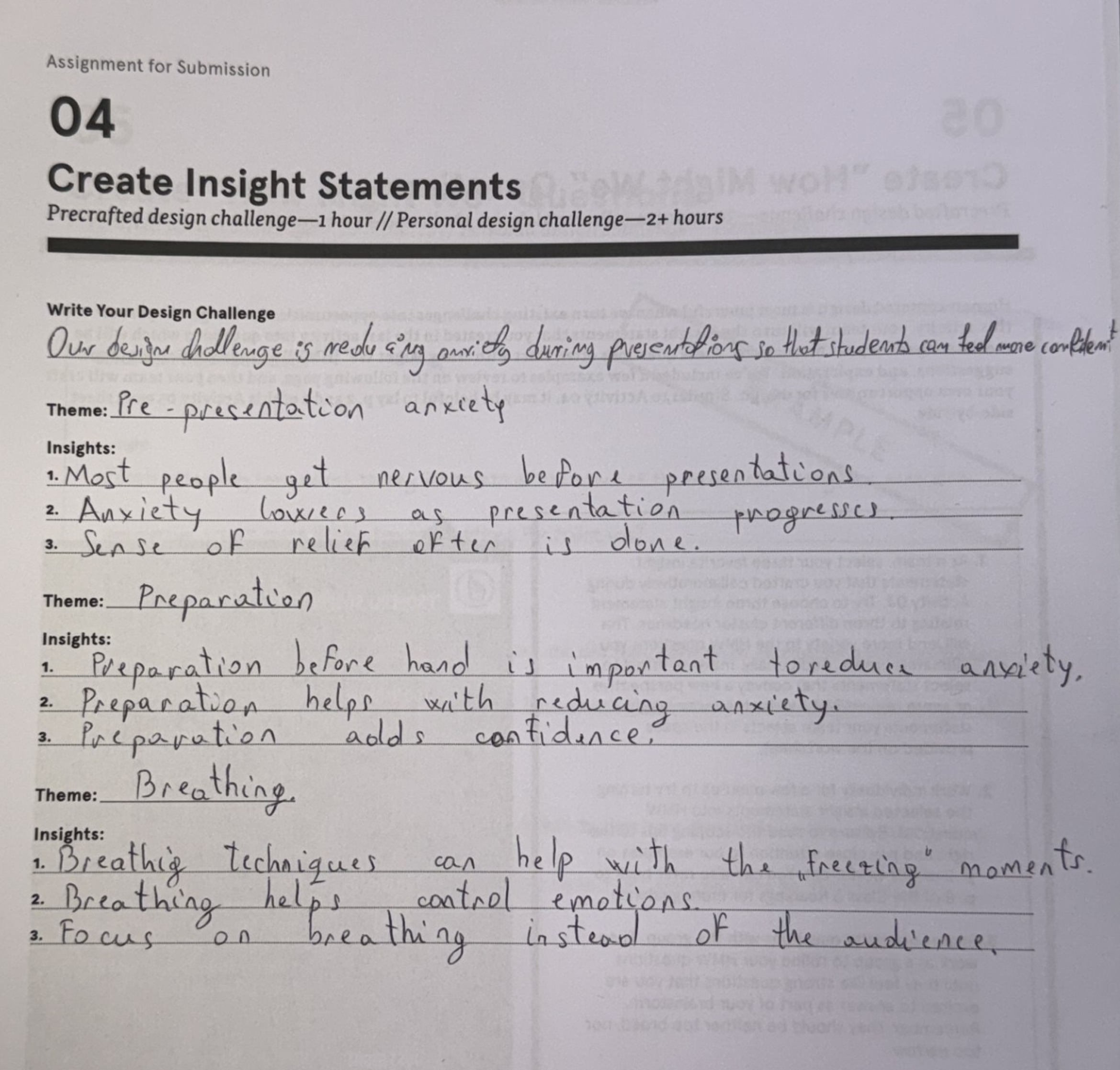 Photo of insights gathered by EchoMind team